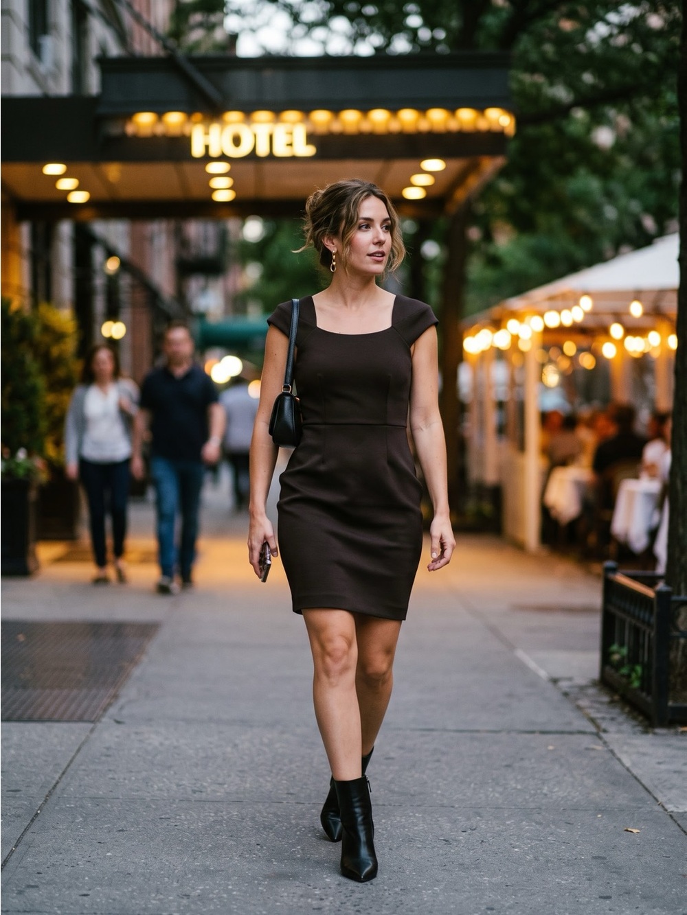 Calvin Klein Dark Brown Cap-Sleeve Sheath Dress